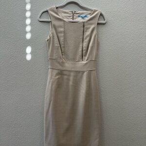 ANTONIO MELANI Beige Sleeveless Work Dress